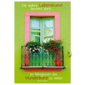 Komma3 Glückwunschkarte grünes Haus  mit pinker...