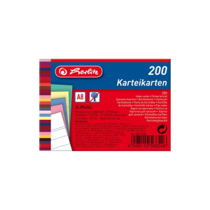 herlitz Karteikarten - DIN A8 - liniert - farbig sortiert - 200 Stück