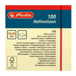 herlitz Haftnotizen - 75 x 75 mm - 100 Blatt - hellgelb