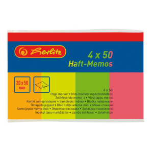 herlitz Haftmemos - 20 x 50 mm - 4 x 50 Blatt neon