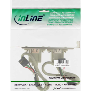 InLine Slotblech USB 2.0, 2x USB Buchse auf 2x 5pol...