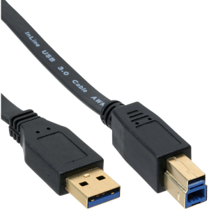 InLine USB 3.0 Flachkabel, A an B, schwarz, Kontakte...