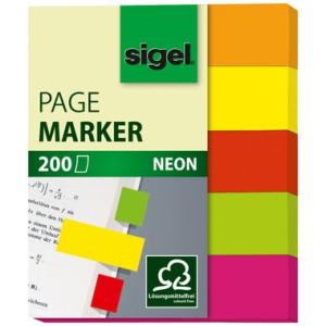 Sigel Haftmarker-Set Neon, 50x12 mm (mini), Blatt 5x40, 5...