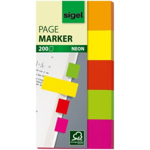 Sigel Haftmarker-Set Neon, 50x20mm, Blatt 5x40, 5...