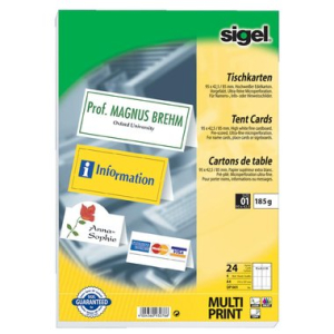 Sigel Tischkarte, 100 mmx60mm, PG=40ST, 185g/qm,...