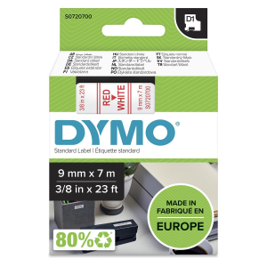 DYMO Original D1 Schriftband -  9 mm x 7 m - rot auf weiß