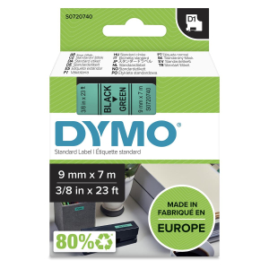 DYMO Original D1 Schriftband -  9 mm x 7 m - schwarz auf grün