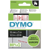 DYMO Original D1 Schriftband - 12  mm x 7 m - rot/weiß