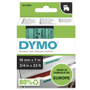 DYMO Original D1 Schriftband - 19 mm breit x 7 m l - schwarz auf grün