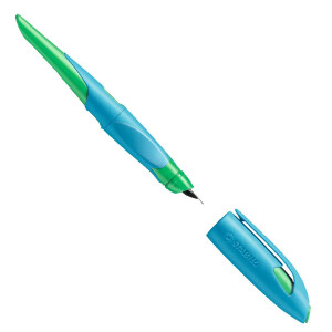 STABILO EASYbirdy ergonomischer Schulfüller - Feder A - Linkshänder - himmelblau + grasgrün