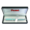 Pentel Set Liquid Gel-Tintenroller in Box silber-türkis