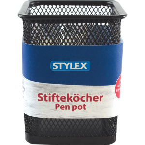 Stylex Butler - Stifteköcher - Metall - eckig+rund sortiert - schwarz+silber sortiert