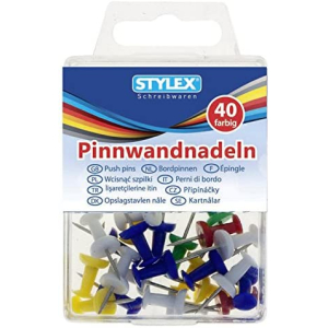 STYLEX Pinnwandnadeln - farbig - 40er Schachtel