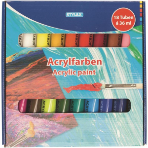 Stylex Acrylfarbe - 18er Schachtel &agrave; 36 ml