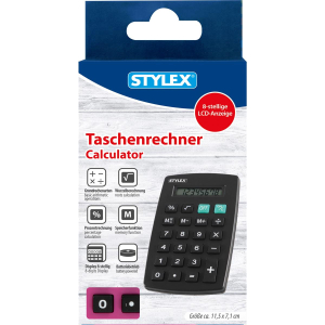 Stylex Taschenrechner - 7 x 11,5 cm - farbig sortiert