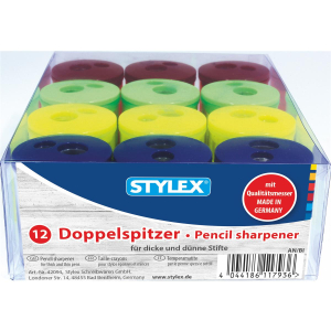 STYLEX Doppel-Dosenspitzer Tonne - farbig sortiert