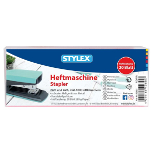 Stylex Heftmaschine - 24/6 bis 26/6 - 20 Blatt - farbig...