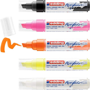 edding 5000 - Acrylmarker - breit - 5er-Set - neon