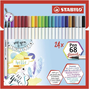 STABILO Pen 68 brush Premium-Filzstift - 24er Kartonetui