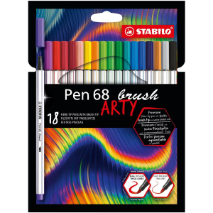 STABILO Pen 68 brush ARTY Premium-Filzstift - 18er...