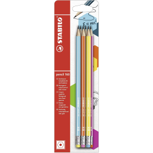 STABILO Pencil 160 Bleistift - Härtegrad HB - mit Radierer - 6er Set