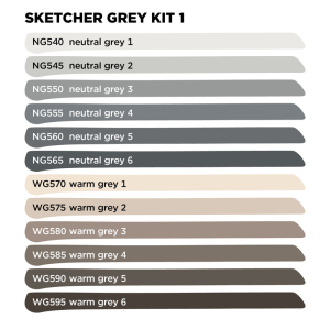 Molotow Sketcher - Grey Kit 1 - 12 Stk Set
