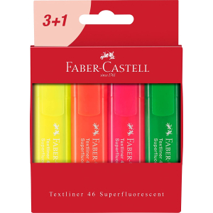 Faber-Castell Textmarker 46 - Superfluor - 4er Kartonetui