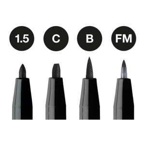 Faber-Castell Pitt Artist Pen Tintenschreiber - Farbe 199 - 4er Etui - schwarz