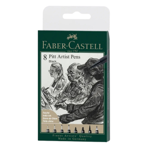 Faber-Castell Pitt Artist Pen Tintenschreiber - schwarz - 8 verschiedene Strichstärken - Set A