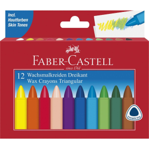 Faber-Castell Wachsmalstifte - dreikant - 12-er Kartonetui