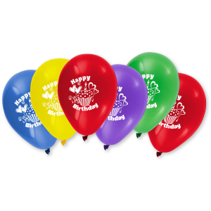 STYLEX Luftballons - Happy Birthday - 65 cm - farbig - 6...
