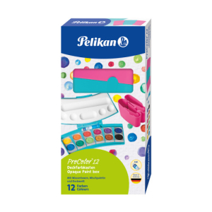 Pelikan ProColour Deckfarbkasten - türkis-pink - 12 Farben - mit Deckweiß