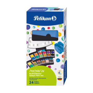 Pelikan ProColour Deckfarbkasten - schwarz - 24 Farben - mit Deckweiß