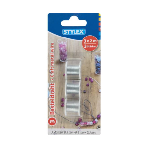 STYLEX Basteldraht  - 3 Rollen - silber - verschiedene...