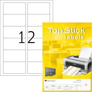 TopStick 8725 Etiketten - 88,9 x 46,6 mm - weiß - 1.200 Stück