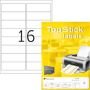 TopStick 8756 Etiketten - 99,1 x 33,9 mm - weiß - 1.600 Stück