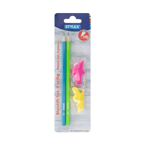 STYLEX Bleistift-Set - mit Radiergummi-Topper - 4-teilig