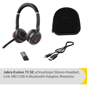 Jabra Evolve 75 SE UC Stereo Headset - schwarz