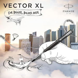 Parker Vector XL Metallic Black - Rollerball - F- schwarz