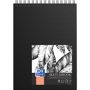 Oxford Sketchbook DIN A4 mit Spiralbindung - 50 Blatt - schwarz
