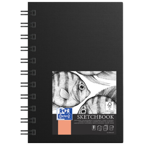 Oxford Sketchbook A6 mit Spiralbindung - 80 Blatt - schwarz