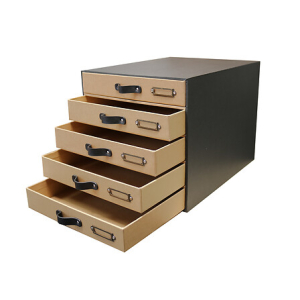 Oxford SAVANA Schubladenbox mit 5 Schubladen - recycelt - Ledergriffe