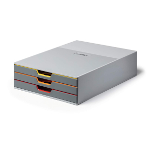 Durable VARICOLOR Schubladenbox - 3 Schubladen - grau/farbig